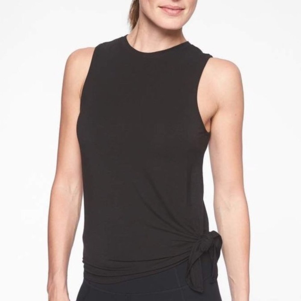 Athleta Black Cloudlight Asymmetrical Side Tie Ta… - image 1